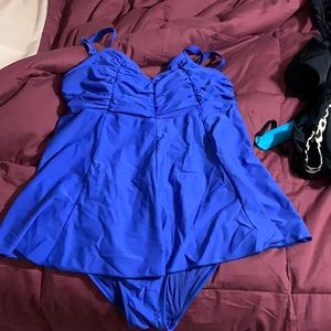 Blue one piece swimsuit